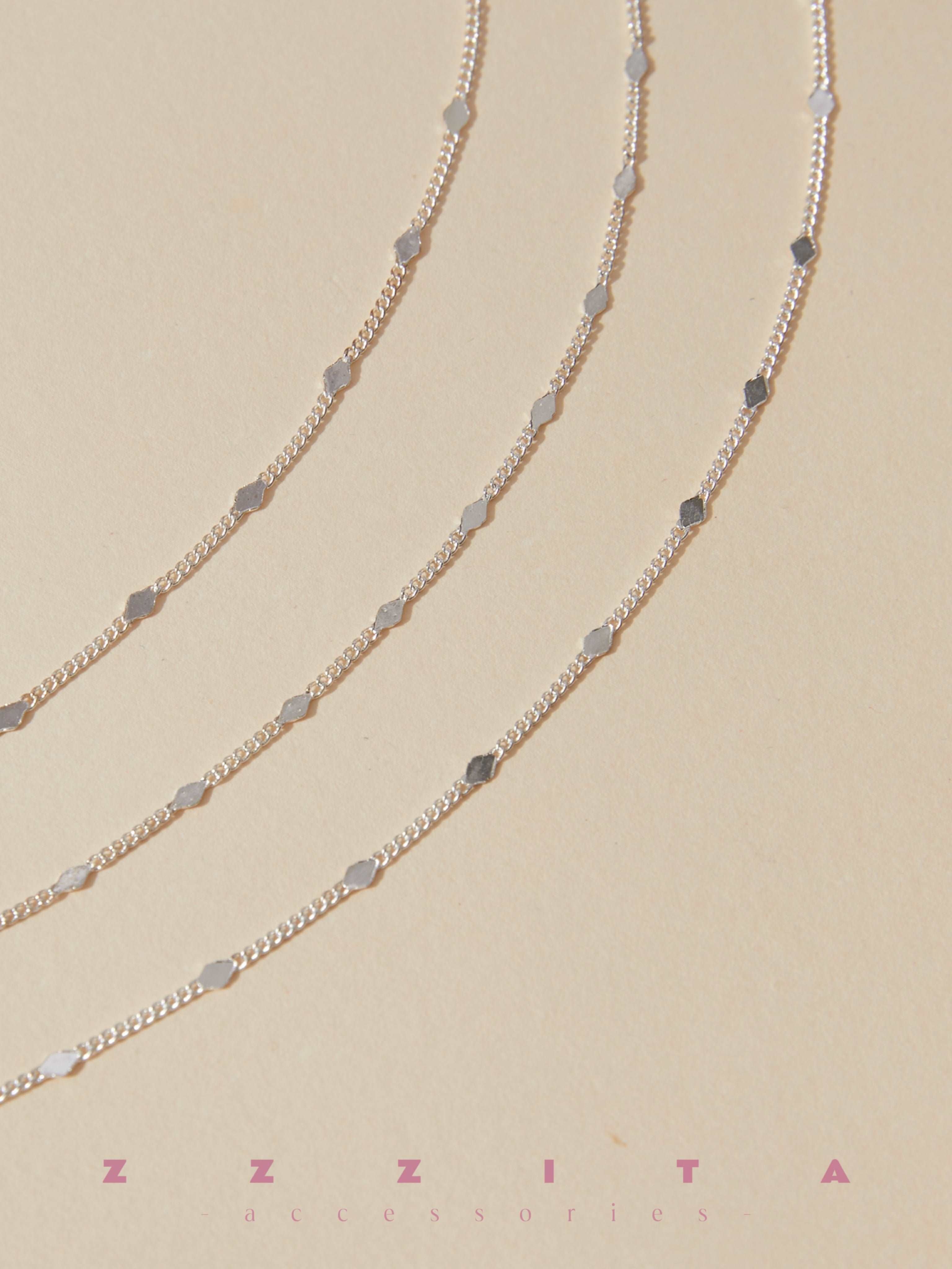 detail of 925 Silver Multi-layer Necklace