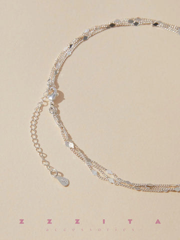 detail of 925 Silver Multi-layer Necklace