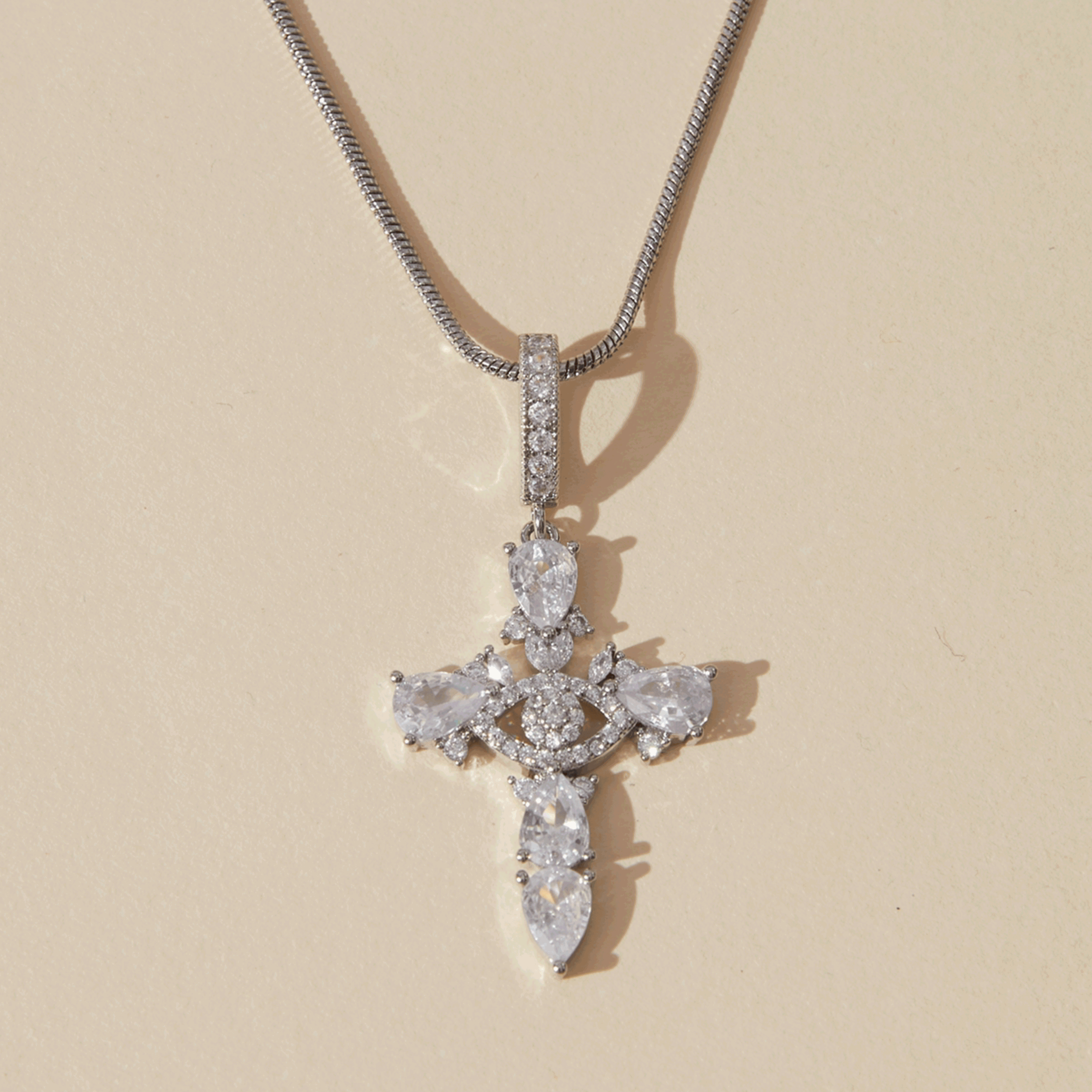 Bling Cross Necklace in gold and silver
