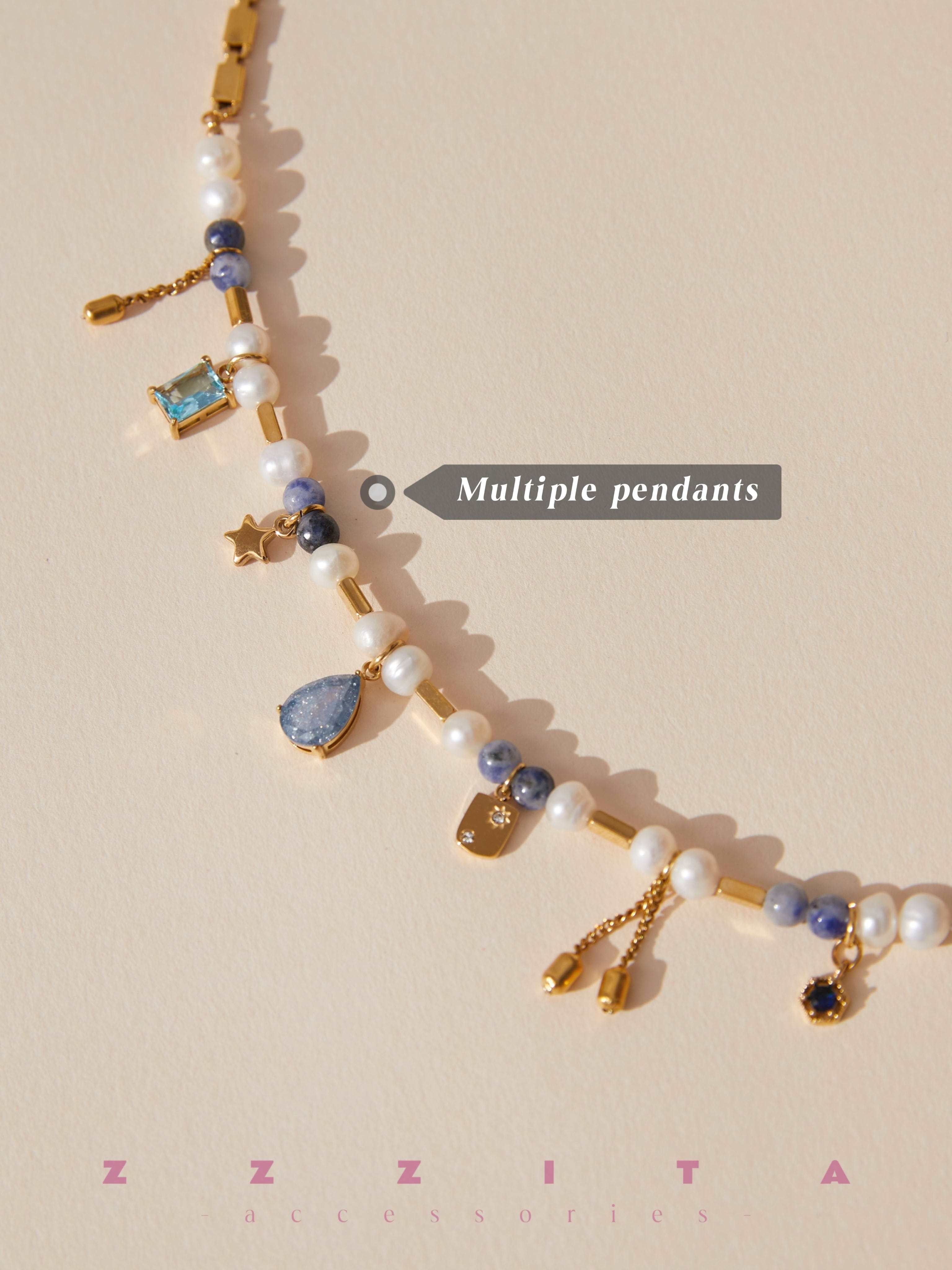 material of Blue Current Pearl Necklace