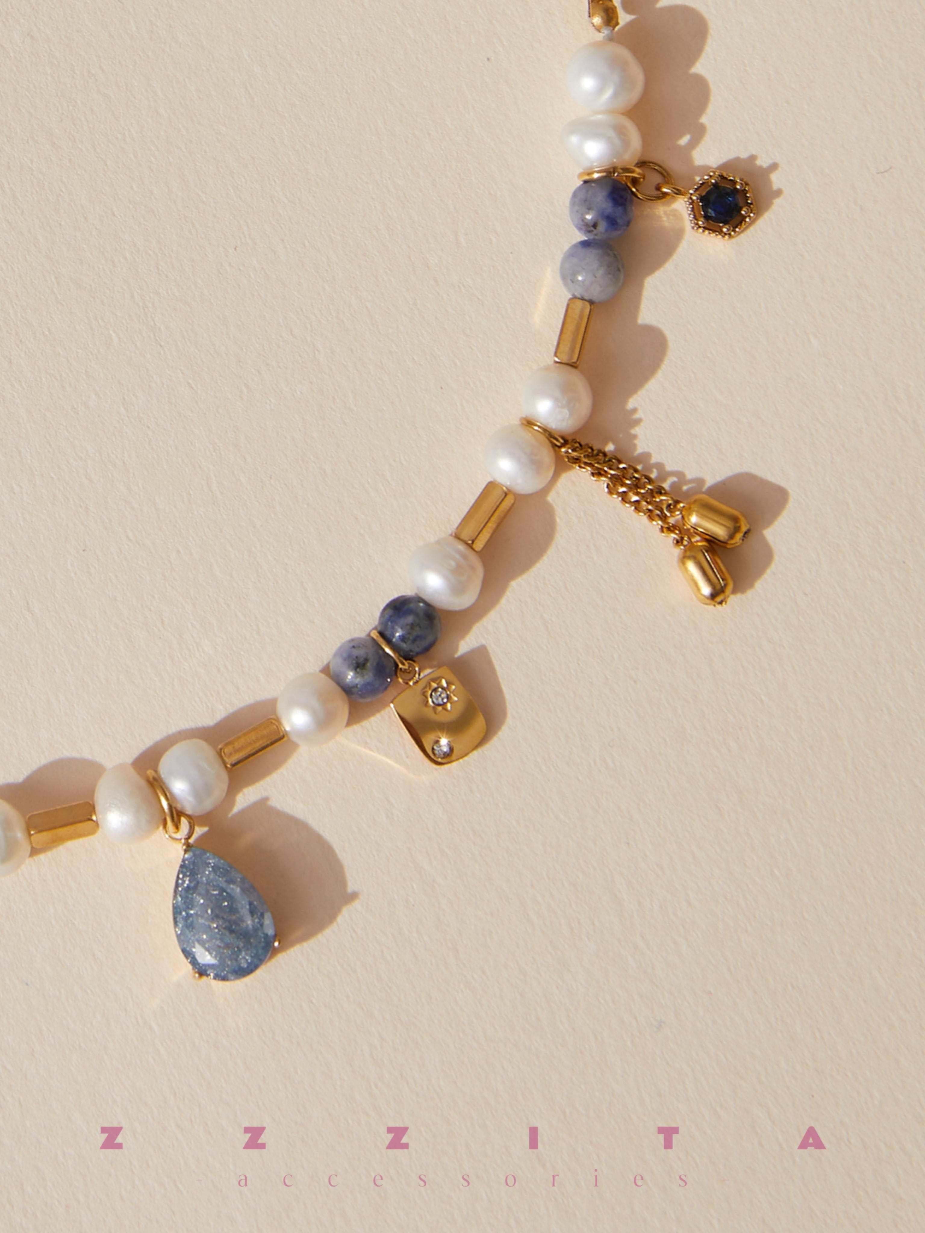 detail of Blue Current Pearl Necklace