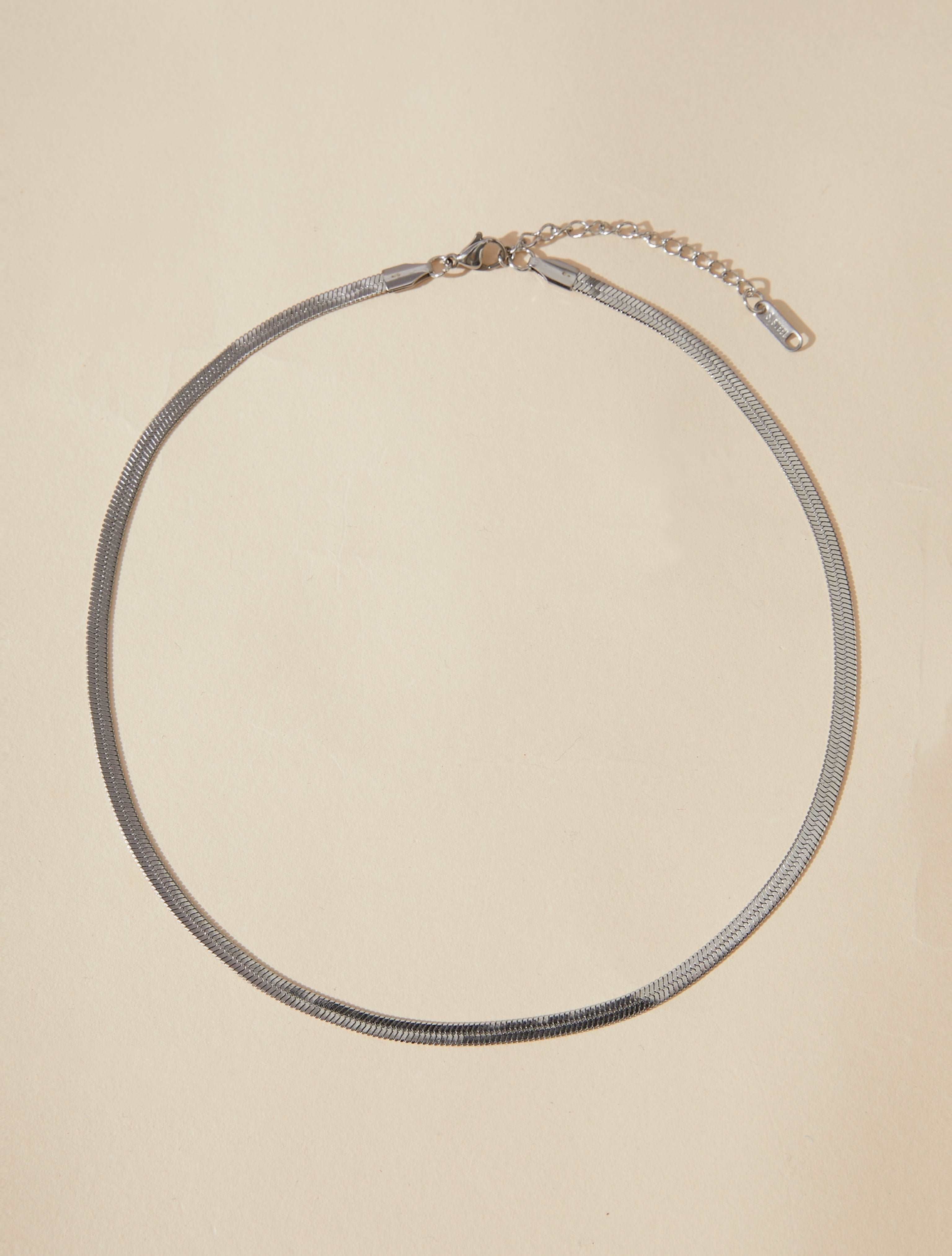 silver Classic Snake Chain Necklace