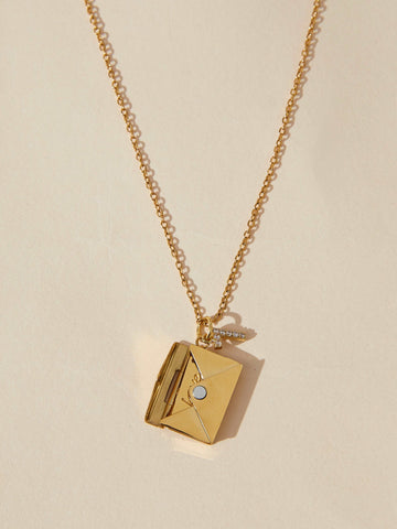 gold Custom Love U Envelope Necklace
