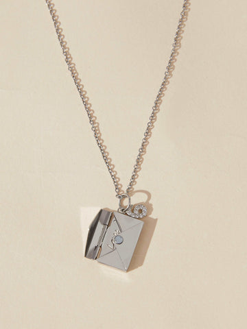 silver Custom Love U Envelope Necklace