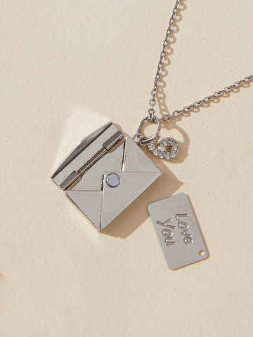 Personalised Little Message Envelope Necklace Perfect Birthday Gift  Handmade Letter Pendant Gift for Women Silver Locket Necklace - Etsy
