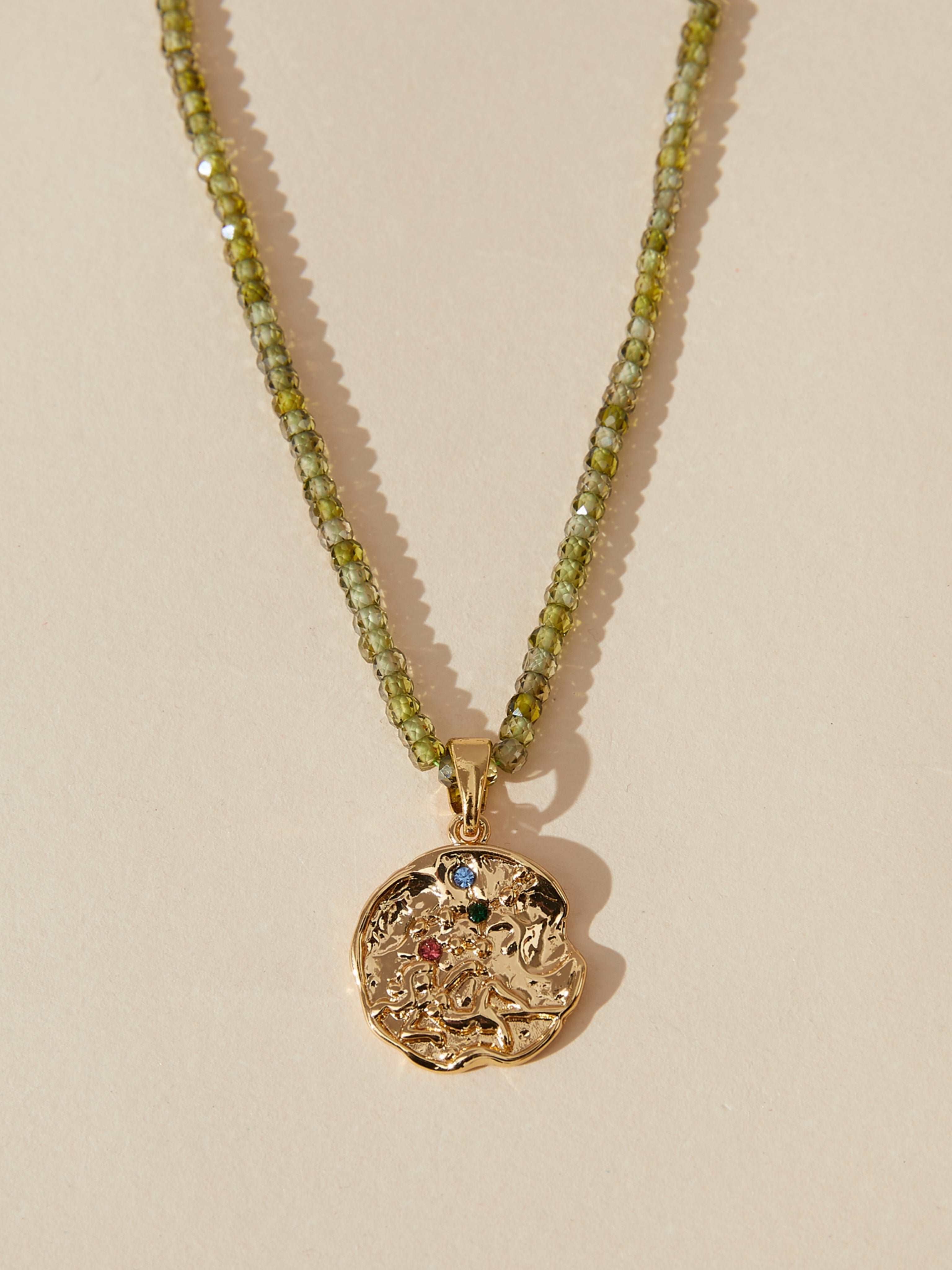 green zircon zodiac necklace