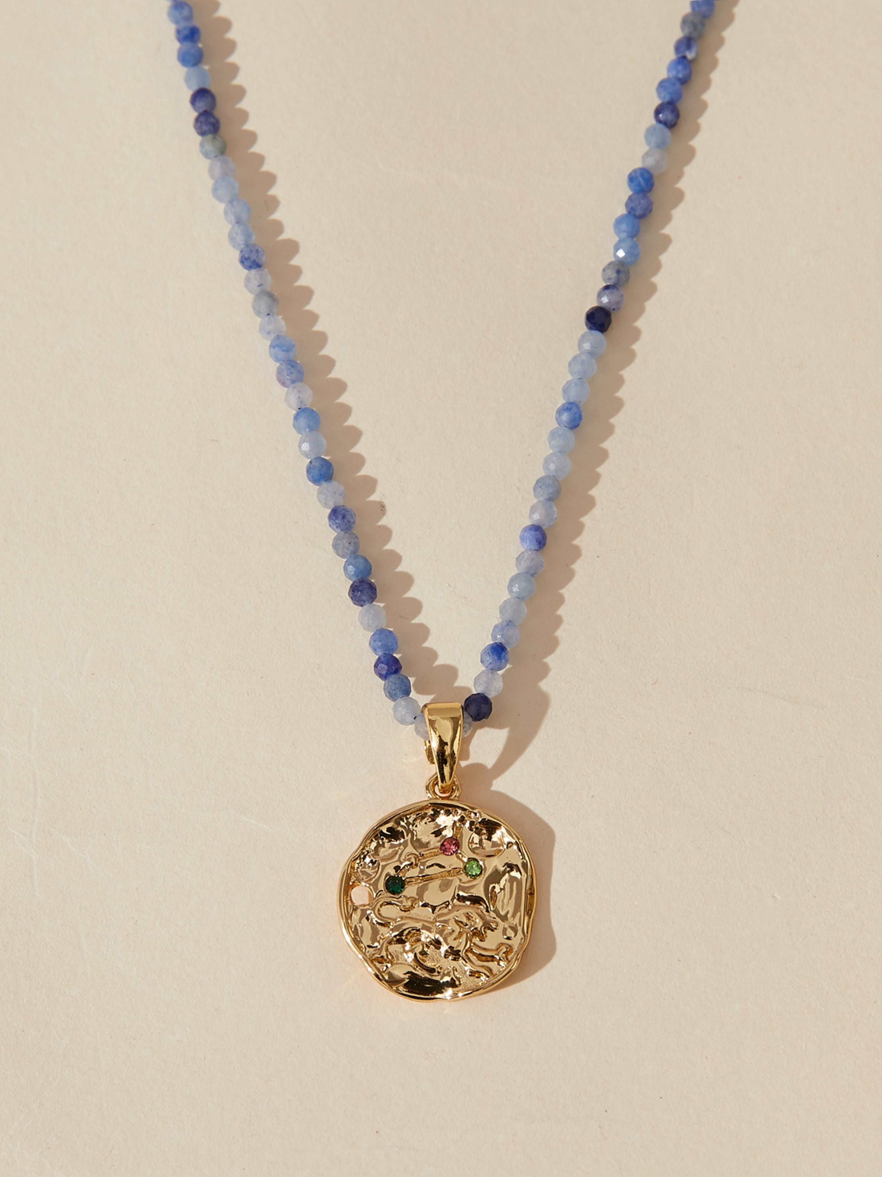 natural bluestone zodiac necklace