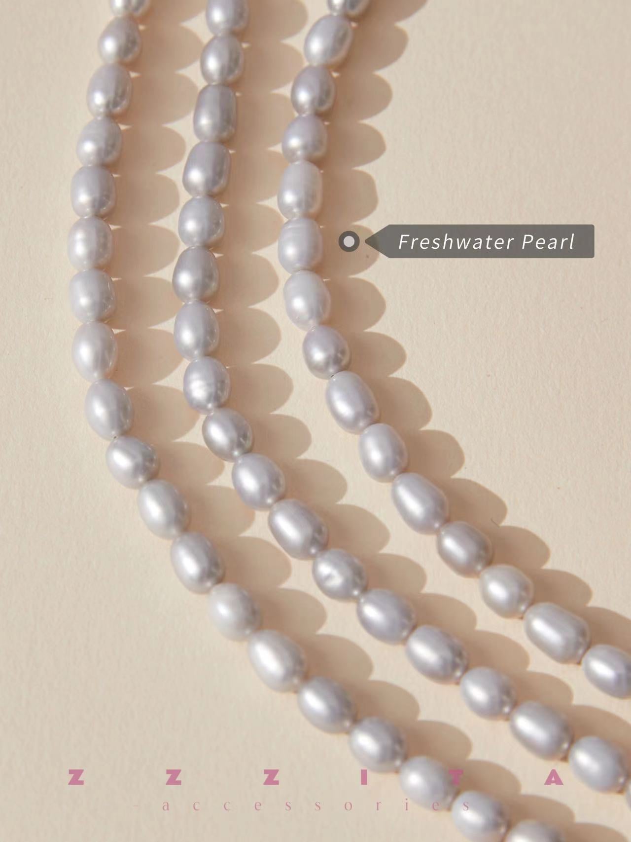 detail of Custom Grey Pearl Necklace
