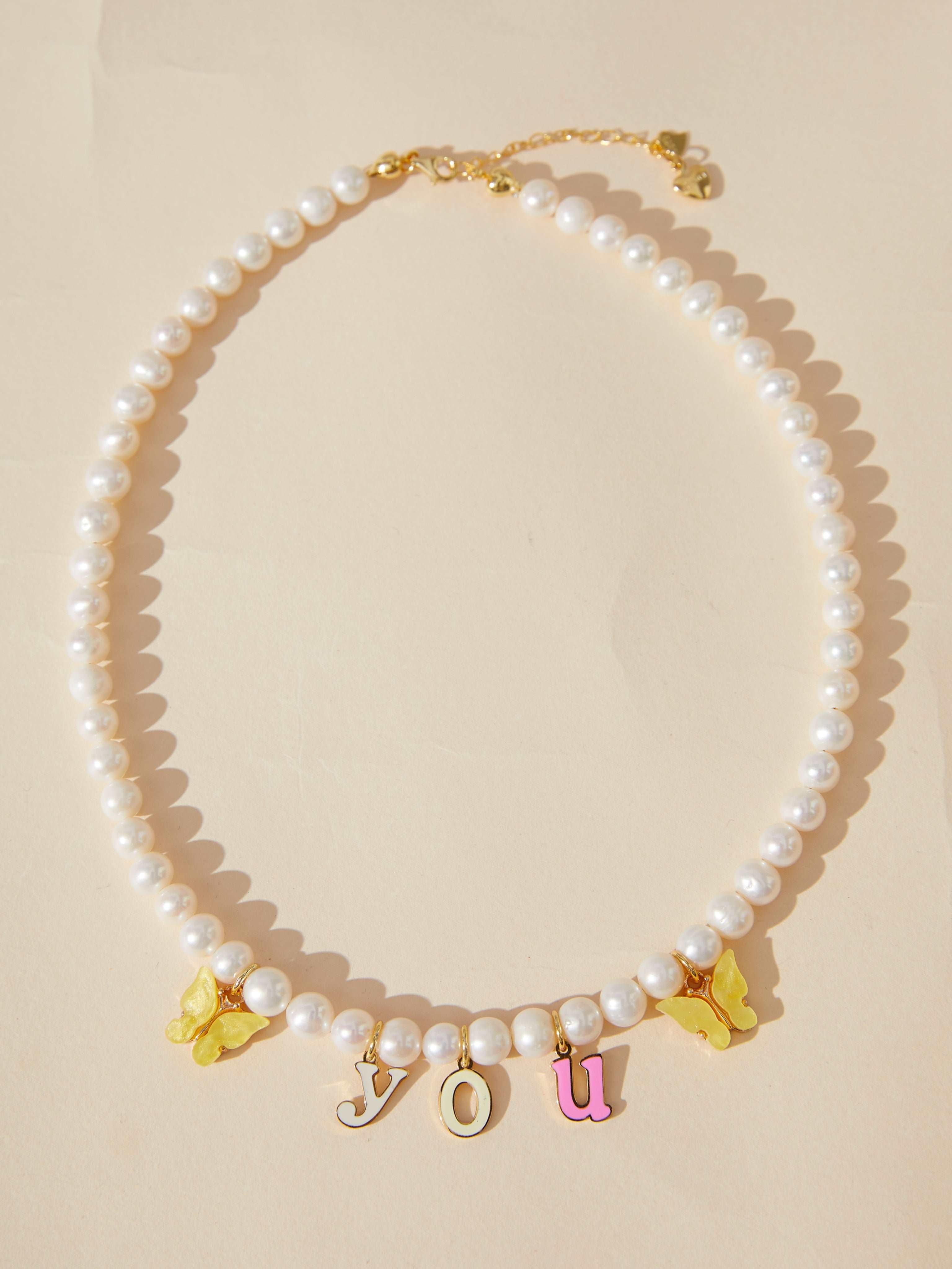 Custom Letter Pearl Necklace