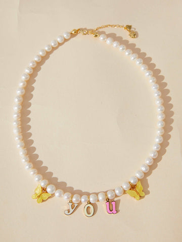Custom Letter Pearl Necklace