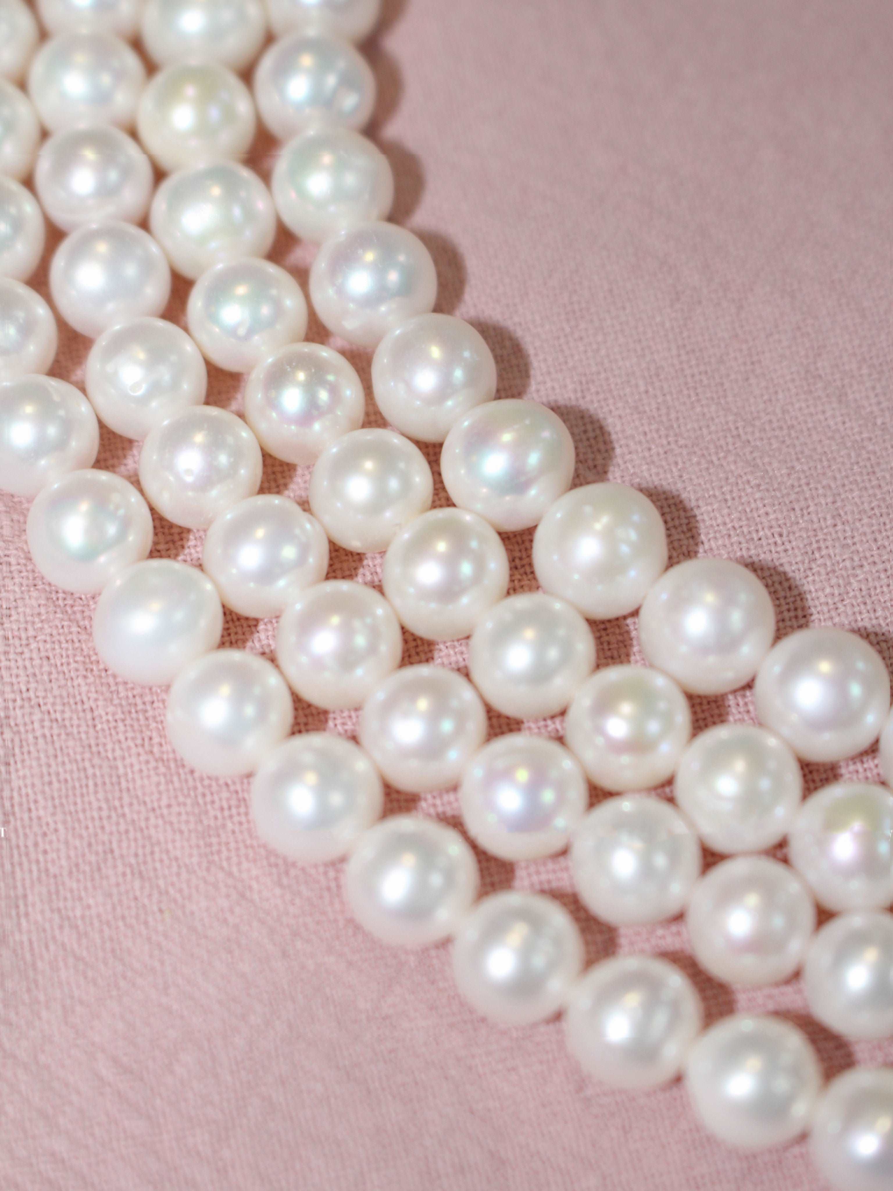 detail of Custom Letter Pearl Necklace