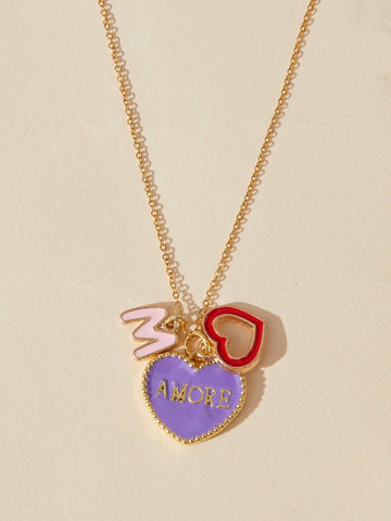 purple Custom Zora Double-heart Necklace