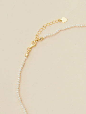 extender of Custom Glitter Initial Mini Pearl Necklace