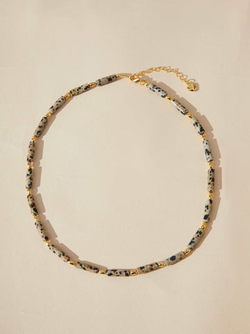 Handmade Speckled Stone Bead Necklace