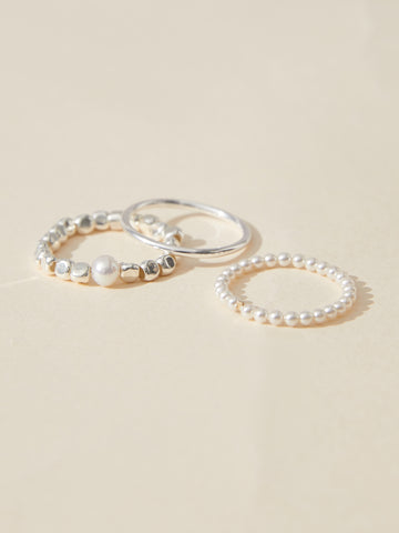 Liza silver ring, Lena Pearl Beaded Ring, classic silver ring 