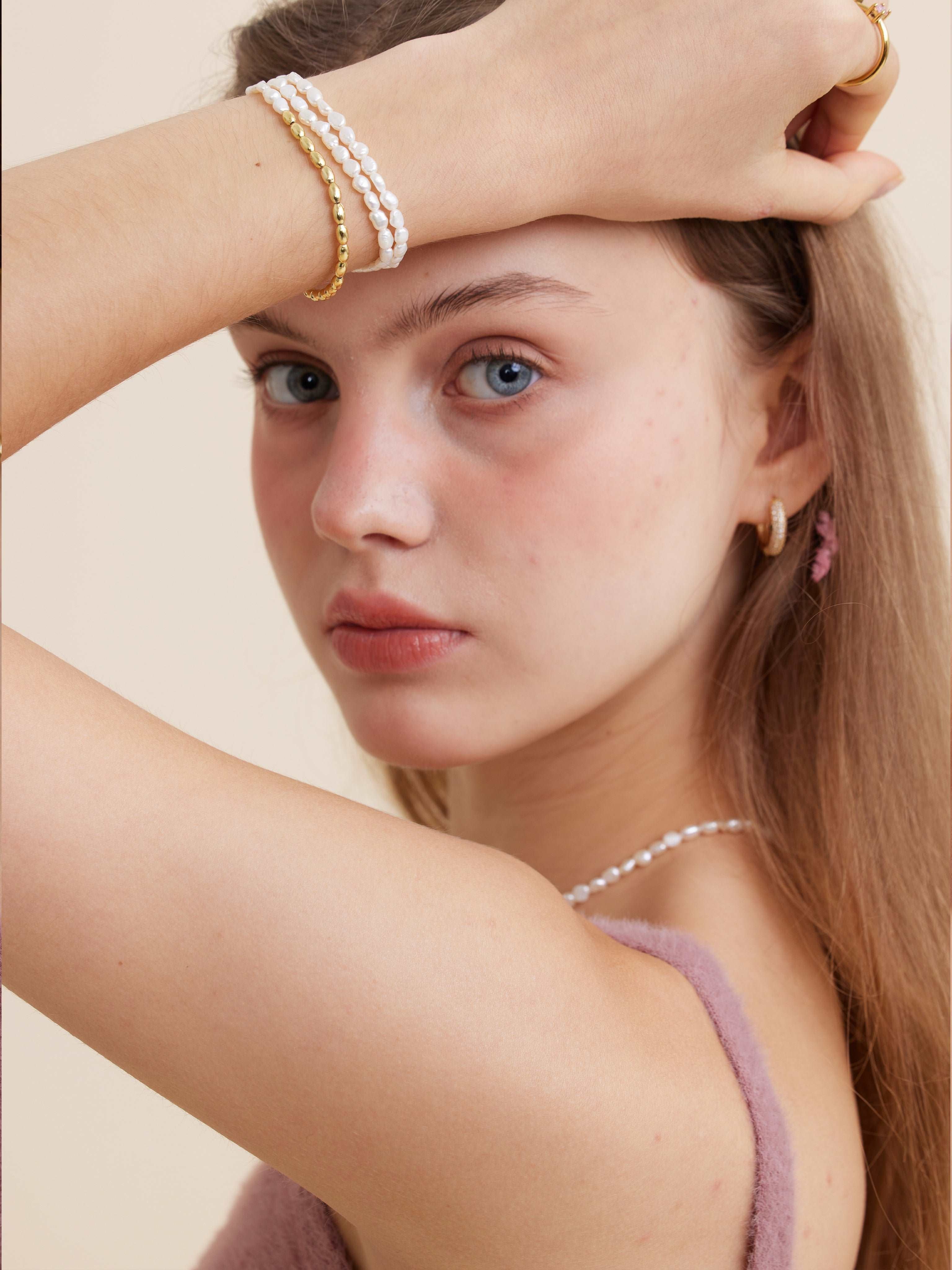 wearing Maya Pearl Necklace