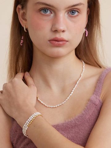 wearing Maya Pearl Necklace