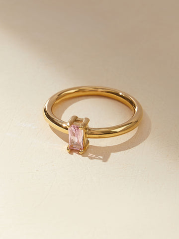 rectangle zircon Pink Bubble Ring