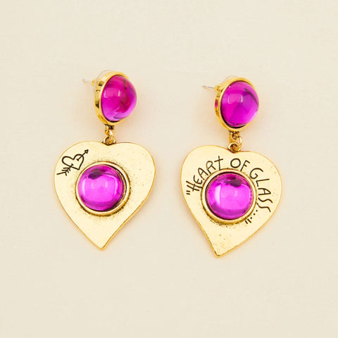 Pink Gemstone Love Earrings