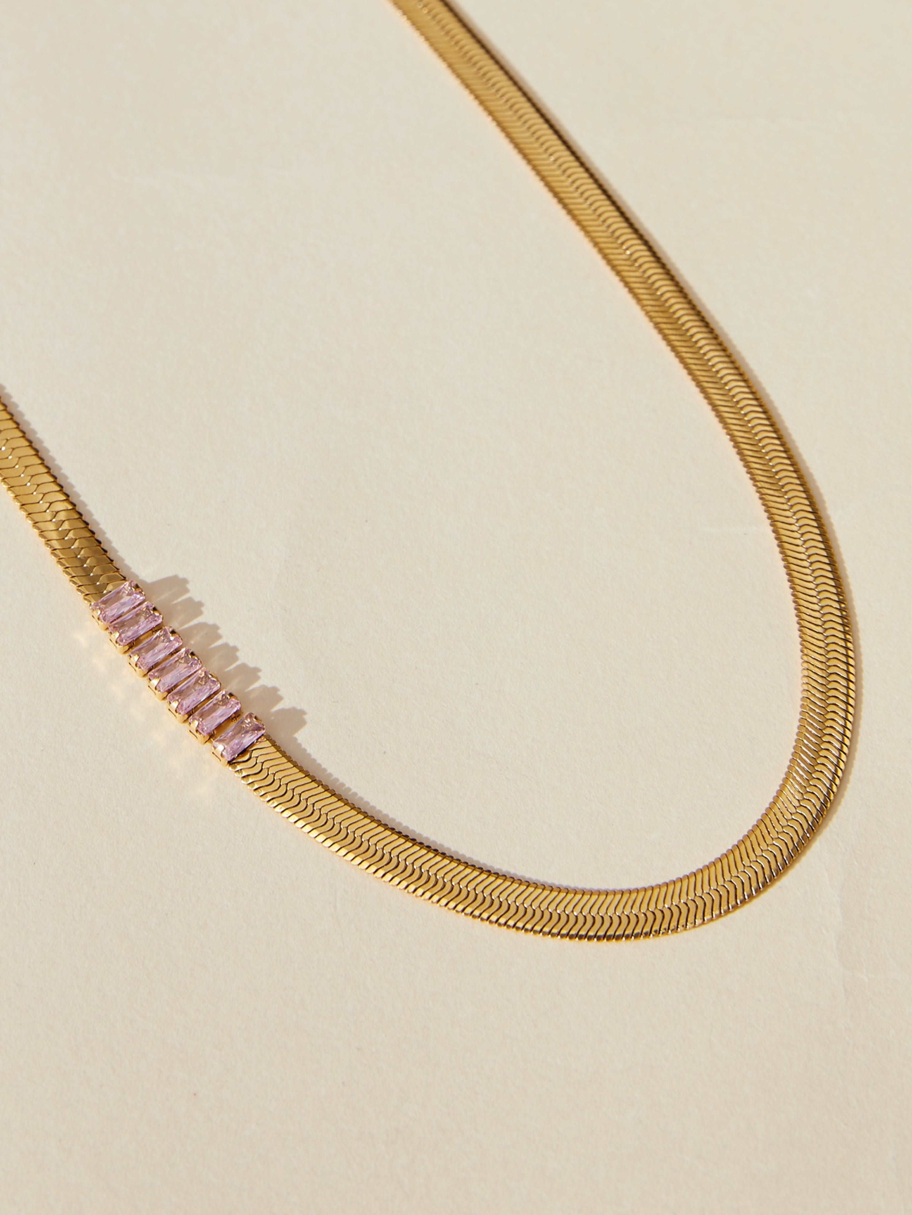 detail of Pink Zircon Necklace