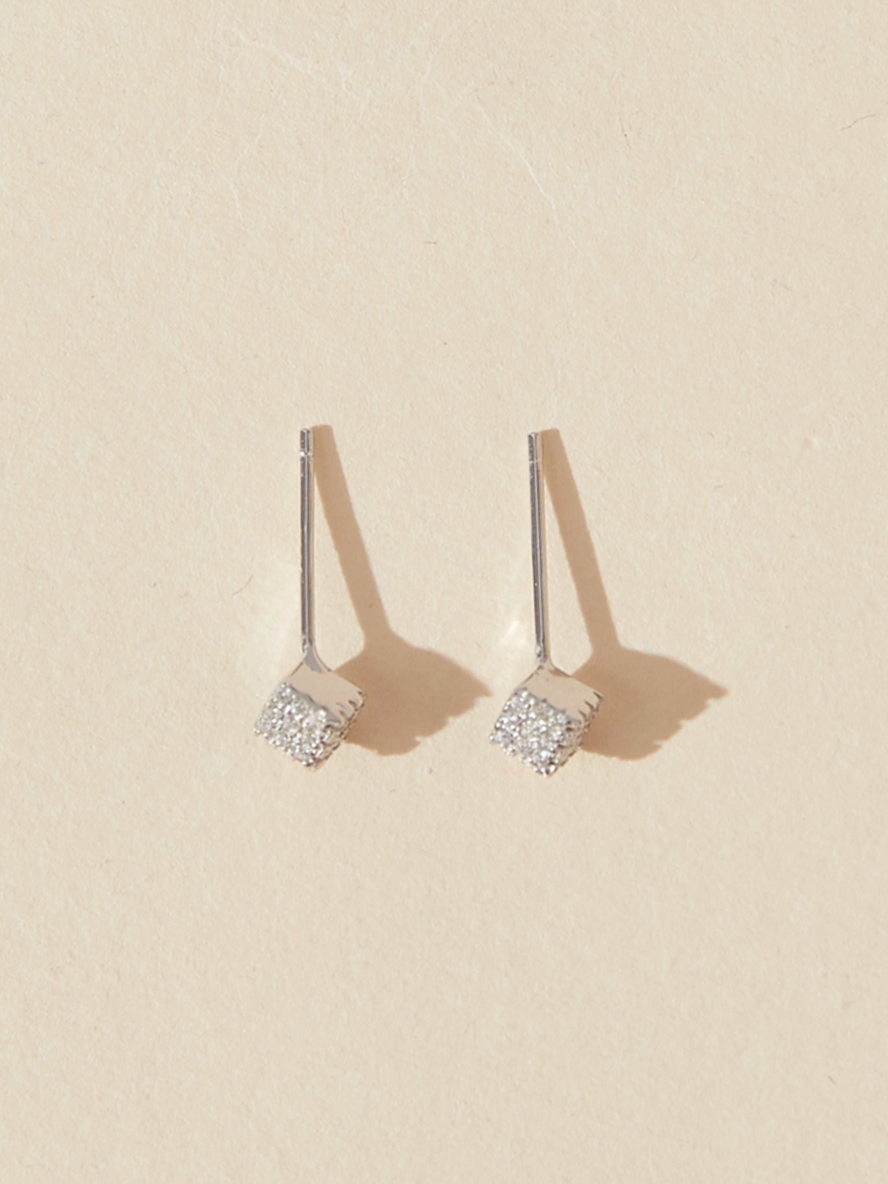 silver Cube Studs Earrings