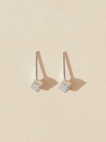 silver Cube Studs Earrings