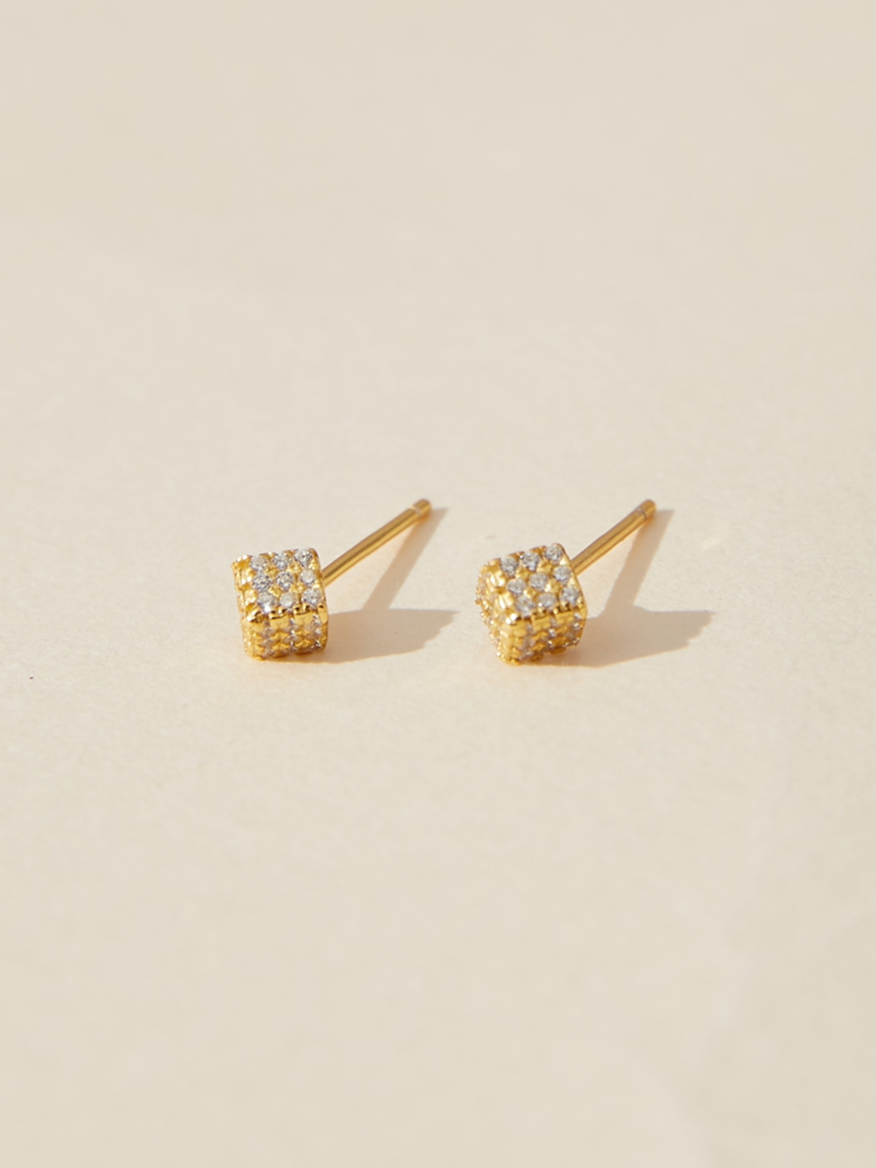 gold-plated silver Cube Studs Earrings